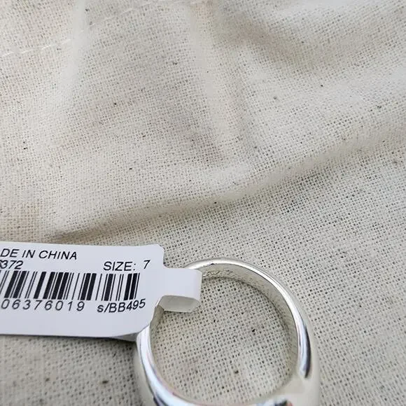 J. Crew Chunky Sculptured Orb Ring Silver Mirror Finish NWT 7 Dust Bag BB495 - Picture 6 of 8